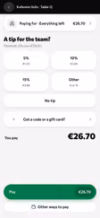 Paying a part of the bill with a tip