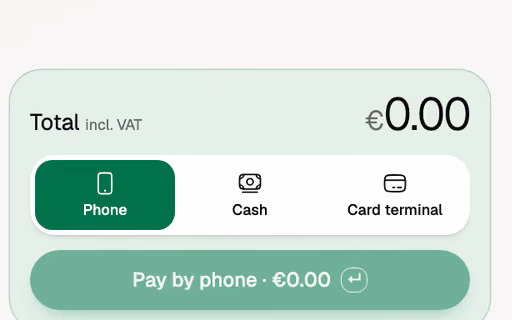 The POS total, paid by the guest's phone, cash or the card terminal